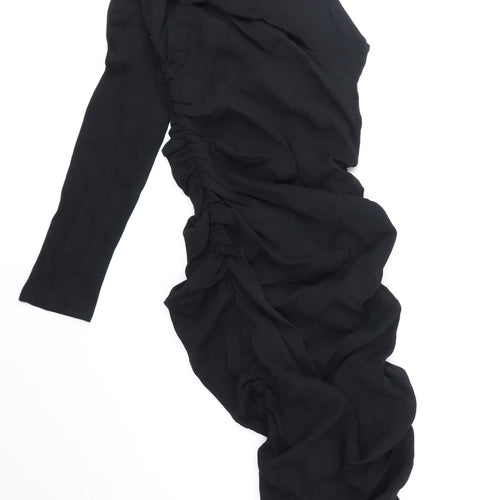 Zara Womens Black Polyester Bodycon Size M Halter Zip