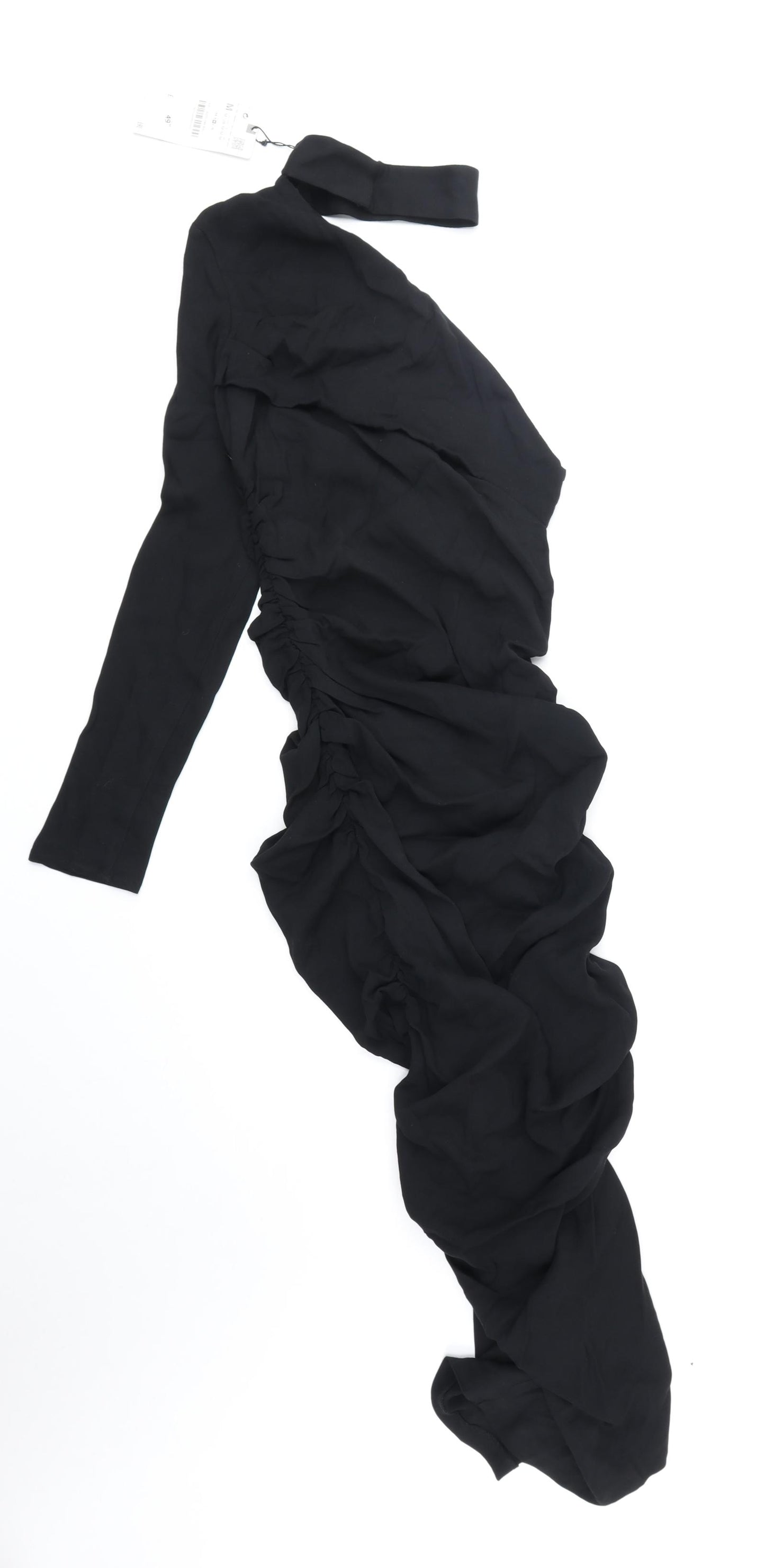 Zara Womens Black Polyester Bodycon Size M Halter Zip