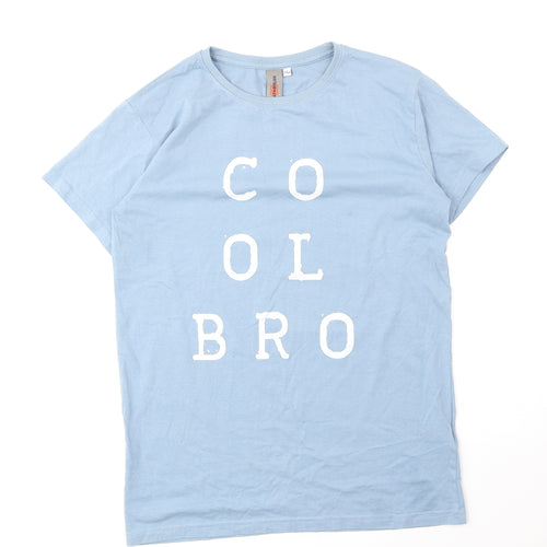 Urban Outlaws Boys Blue Cotton Basic T-Shirt Size 13-14 Years Round Neck Pullover - Cool Bro