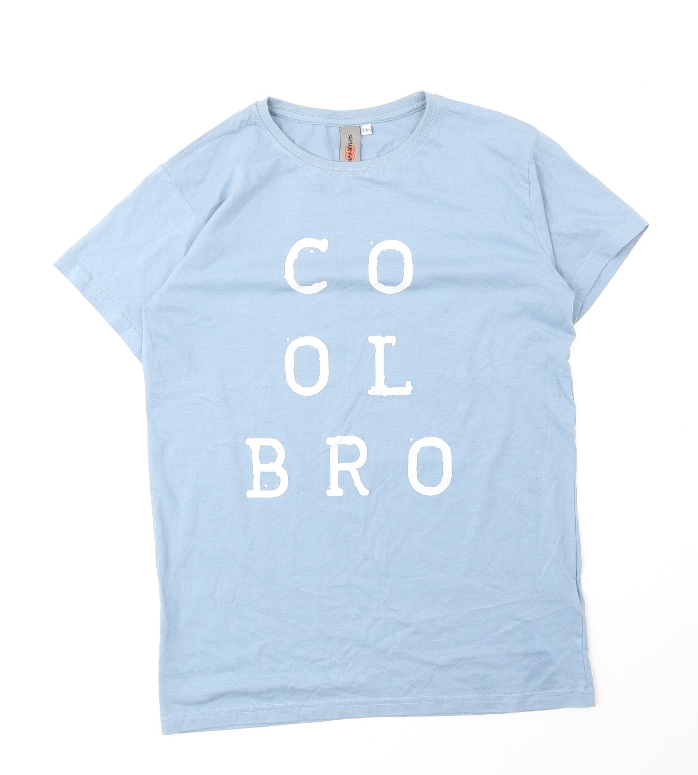 Urban Outlaws Boys Blue Cotton Basic T-Shirt Size 13-14 Years Round Neck Pullover - Cool Bro