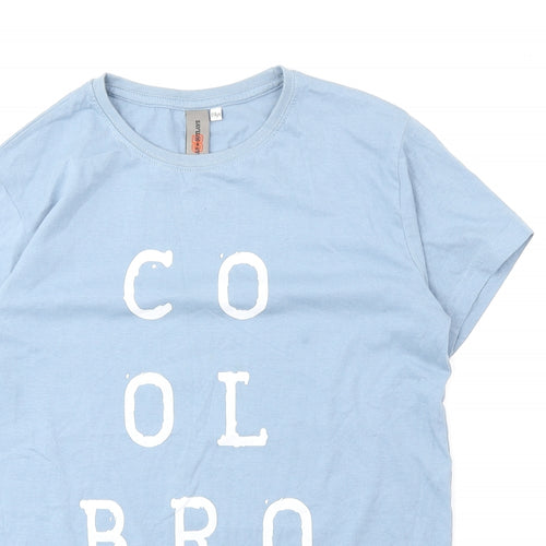 Urban Outlaws Boys Blue Cotton Basic T-Shirt Size 13-14 Years Round Neck Pullover - Cool Bro