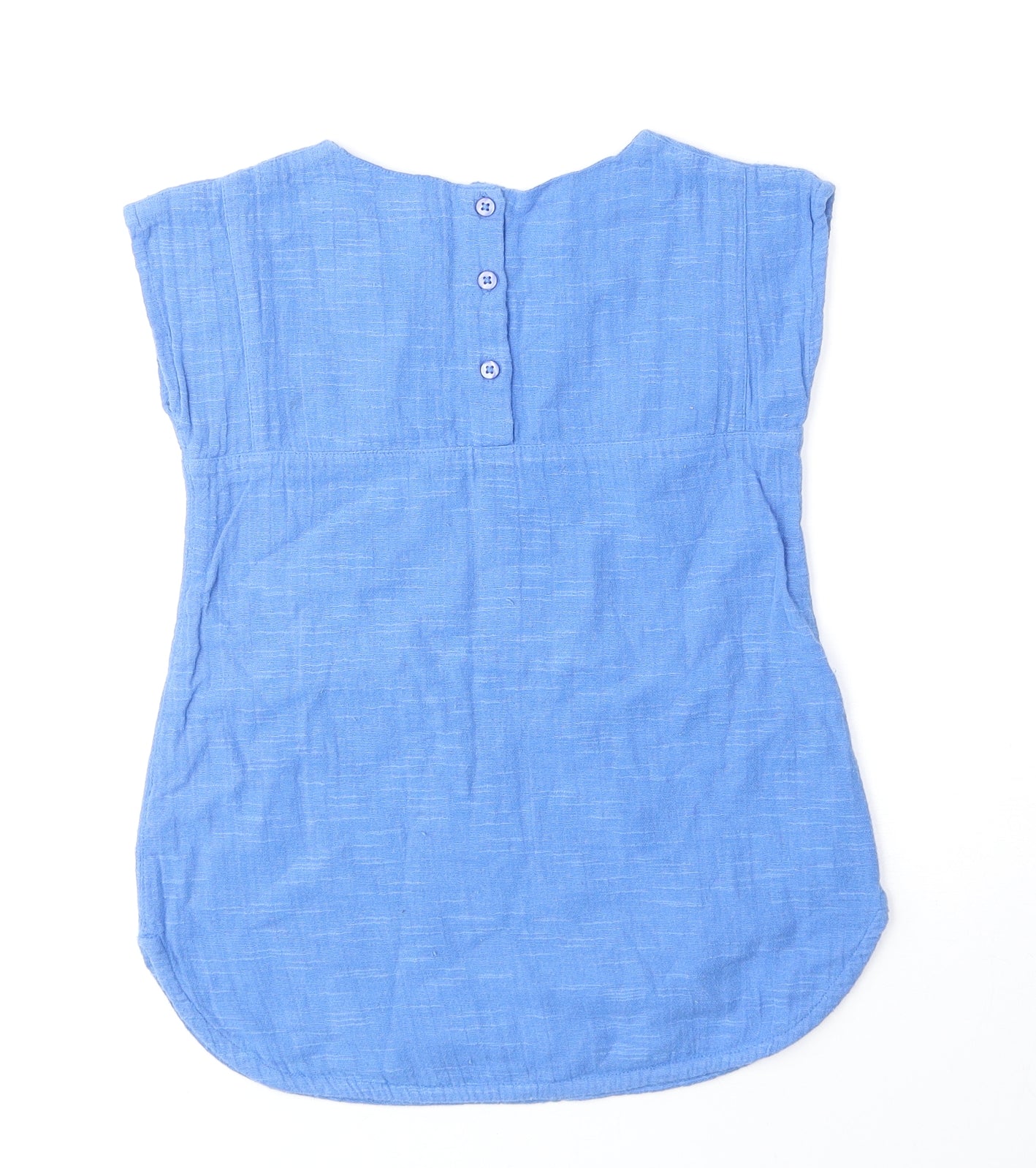 John Lewis Girls Blue 100% Cotton Basic Blouse Size 3 Years Round Neck Pullover