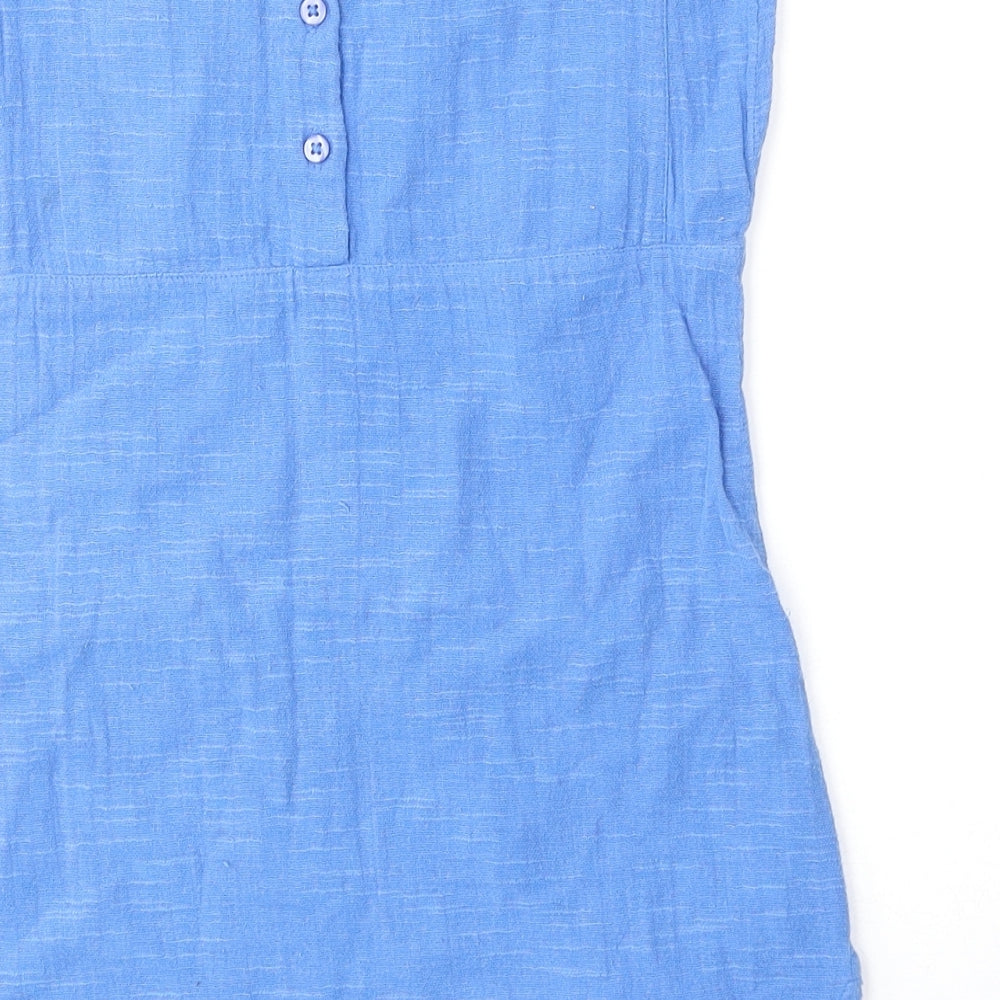 John Lewis Girls Blue 100% Cotton Basic Blouse Size 3 Years Round Neck Pullover