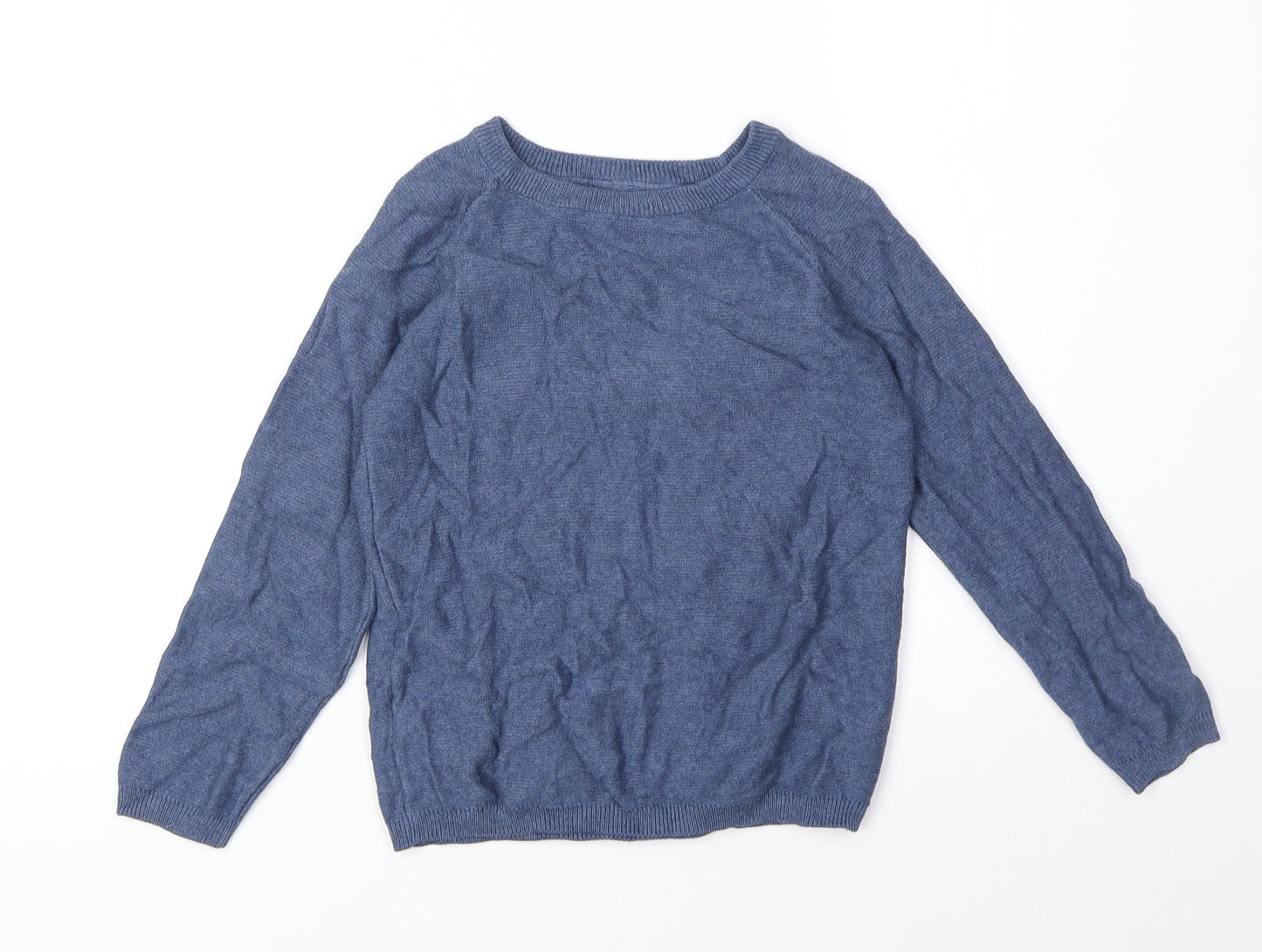 Marks and Spencer Boys Blue Round Neck 100% Cotton Pullover Jumper Size 5-6 Years Pullover