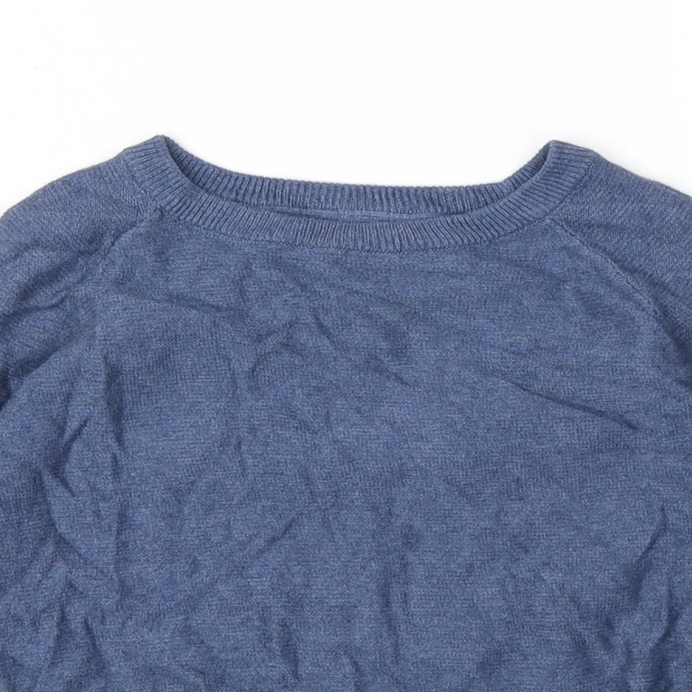 Marks and Spencer Boys Blue Round Neck 100% Cotton Pullover Jumper Size 5-6 Years Pullover