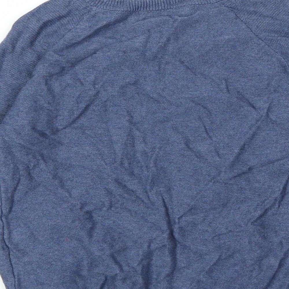 Marks and Spencer Boys Blue Round Neck 100% Cotton Pullover Jumper Size 5-6 Years Pullover
