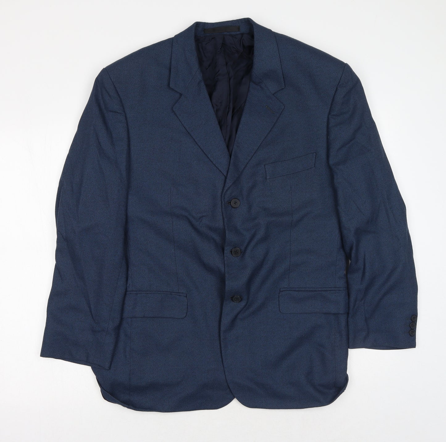 Preworn Mens Blue Polyester Jacket Blazer Size 42 Regular