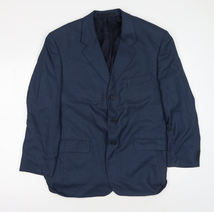 Preworn Mens Blue Polyester Jacket Blazer Size 42 Regular