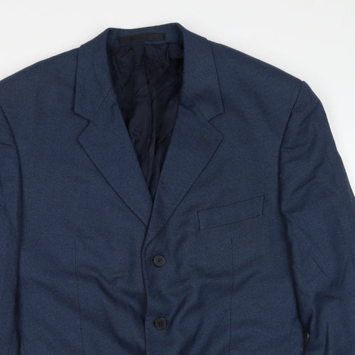 Preworn Mens Blue Polyester Jacket Blazer Size 42 Regular