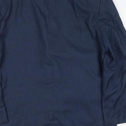 Preworn Mens Blue Polyester Jacket Blazer Size 42 Regular