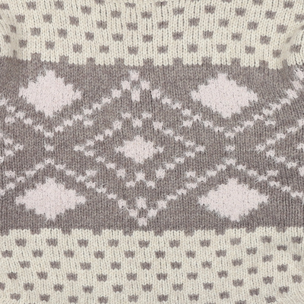 Marks and Spencer Womens Beige Scoop Neck Acrylic Pullover Jumper Size 12