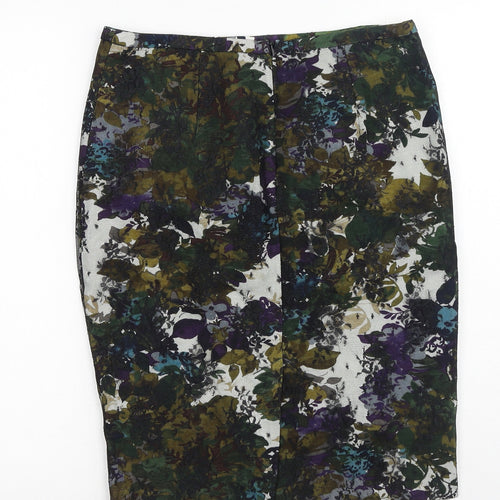 NEXT Womens Green Floral Nylon Straight & Pencil Skirt Size 10 Zip