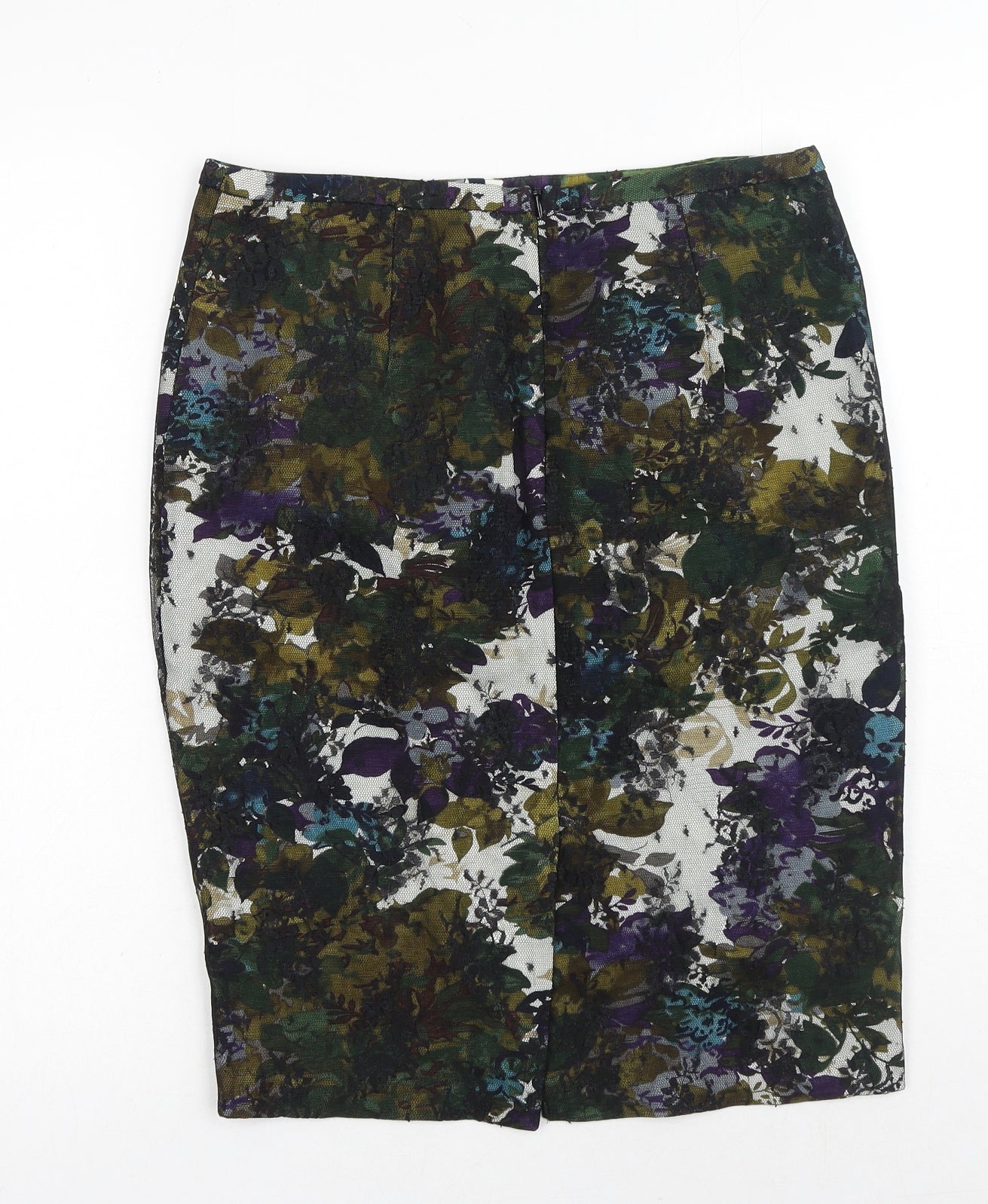 NEXT Womens Green Floral Nylon Straight & Pencil Skirt Size 10 Zip