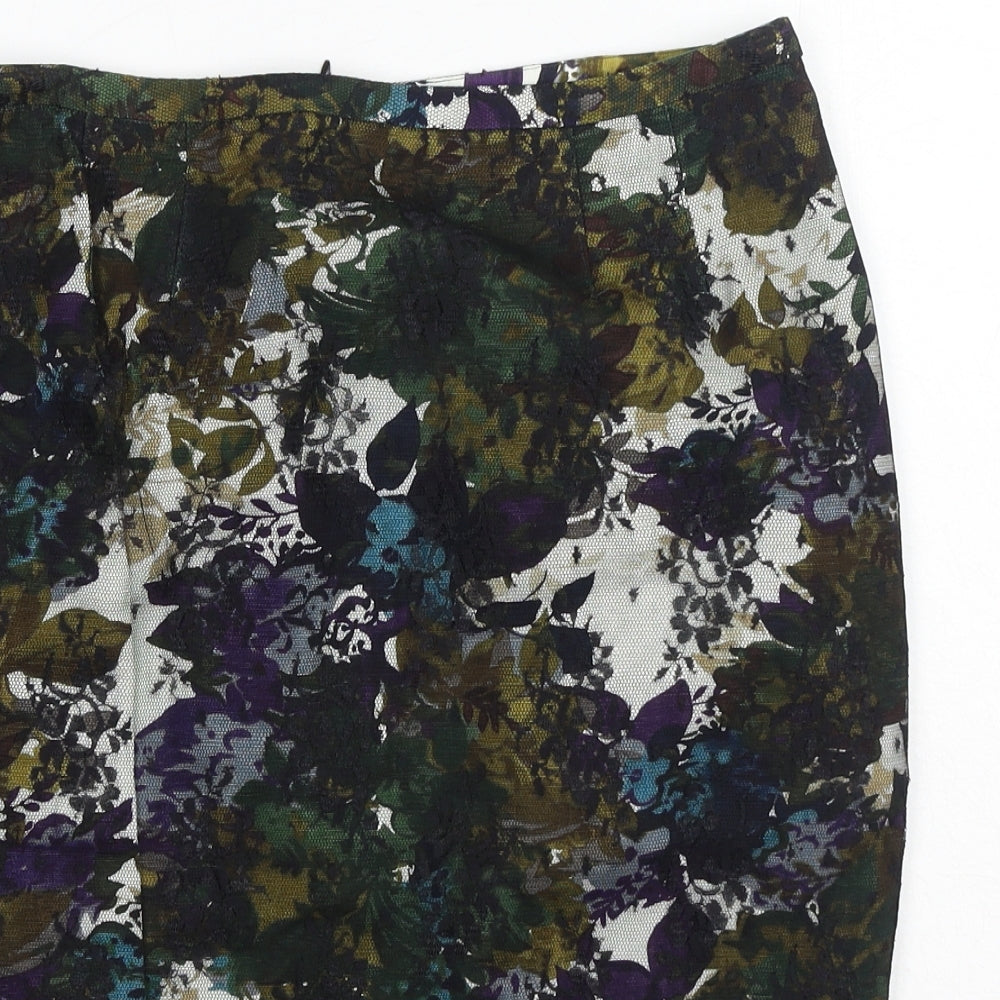 NEXT Womens Green Floral Nylon Straight & Pencil Skirt Size 10 Zip