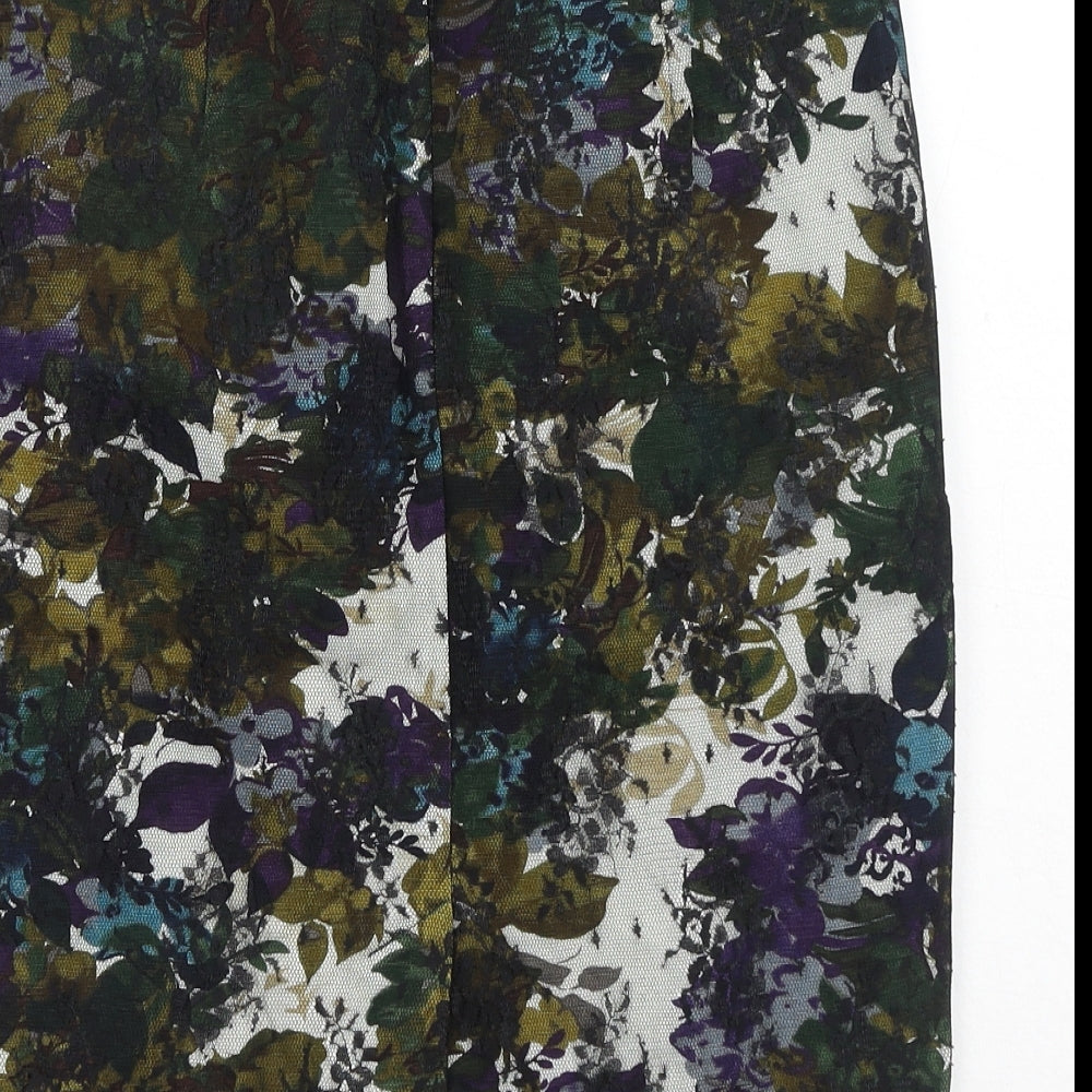NEXT Womens Green Floral Nylon Straight & Pencil Skirt Size 10 Zip
