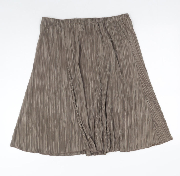Preworn Womens Brown Polyester Swing Skirt Size 34 in