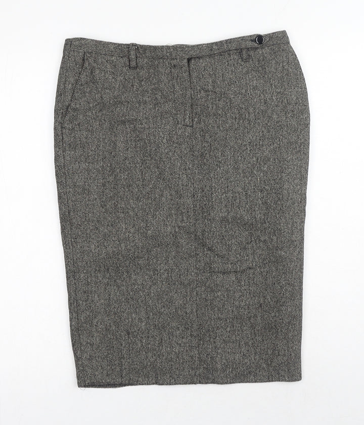 Miss Selfridge Womens Brown Acrylic Straight & Pencil Skirt Size 10 Button