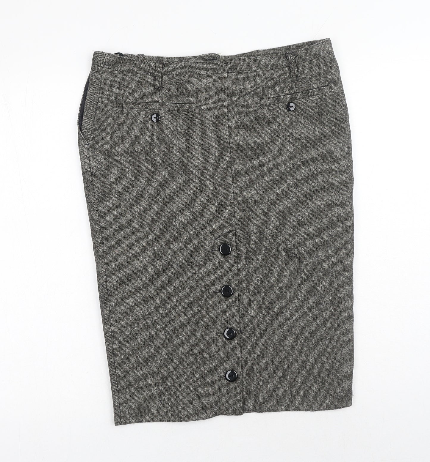 Miss Selfridge Womens Brown Acrylic Straight & Pencil Skirt Size 10 Button