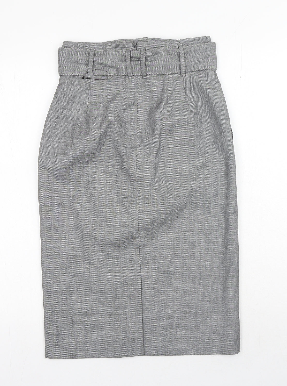 Marks and Spencer Womens Grey Polyester Straight & Pencil Skirt Size 6 Zip - Belt Inlcuded