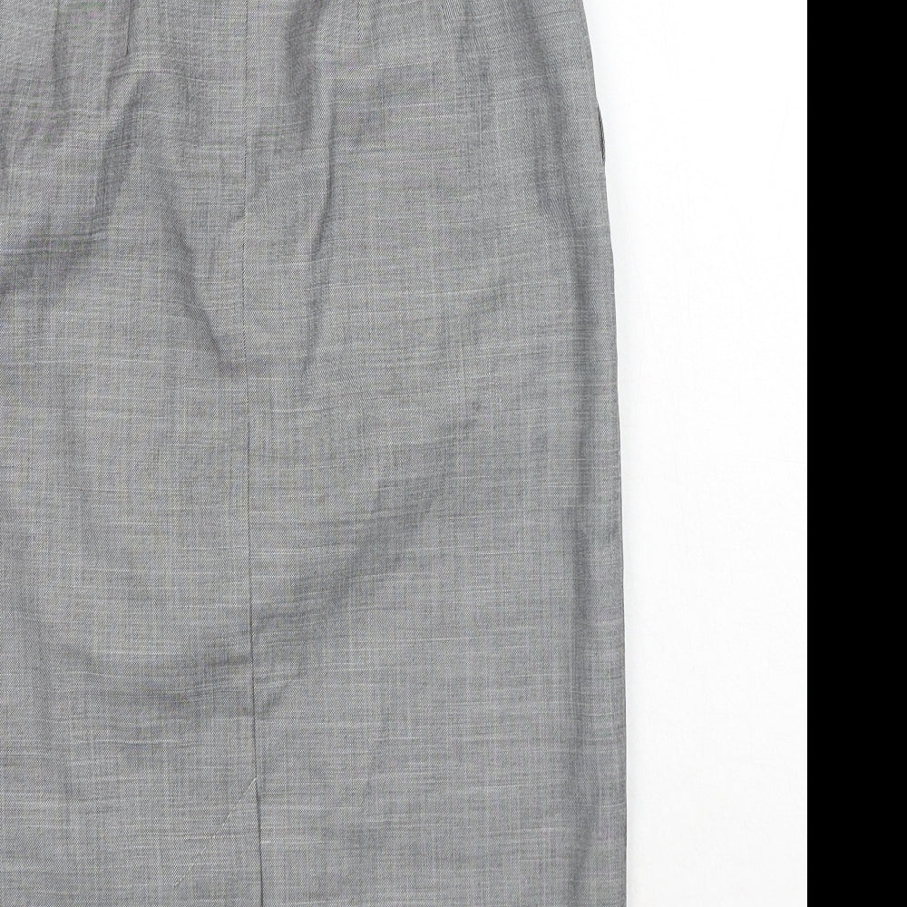 Marks and Spencer Womens Grey Polyester Straight & Pencil Skirt Size 6 Zip - Belt Inlcuded