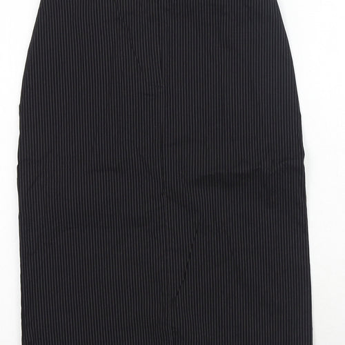 Mint Velvet Womens Black Striped Cotton Straight & Pencil Skirt Size 8 Zip