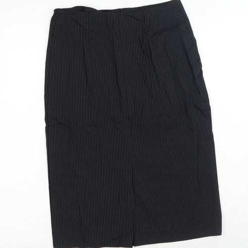 Mint Velvet Womens Black Striped Cotton Straight & Pencil Skirt Size 8 Zip