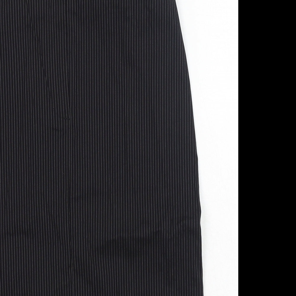 Mint Velvet Womens Black Striped Cotton Straight & Pencil Skirt Size 8 Zip
