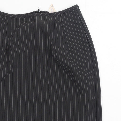 Preworn Womens Black Striped Polyester Straight & Pencil Skirt Size 26 in Zip