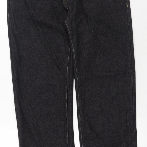 Peacocks Mens Black Cotton Straight Jeans Size 30 in Regular Button