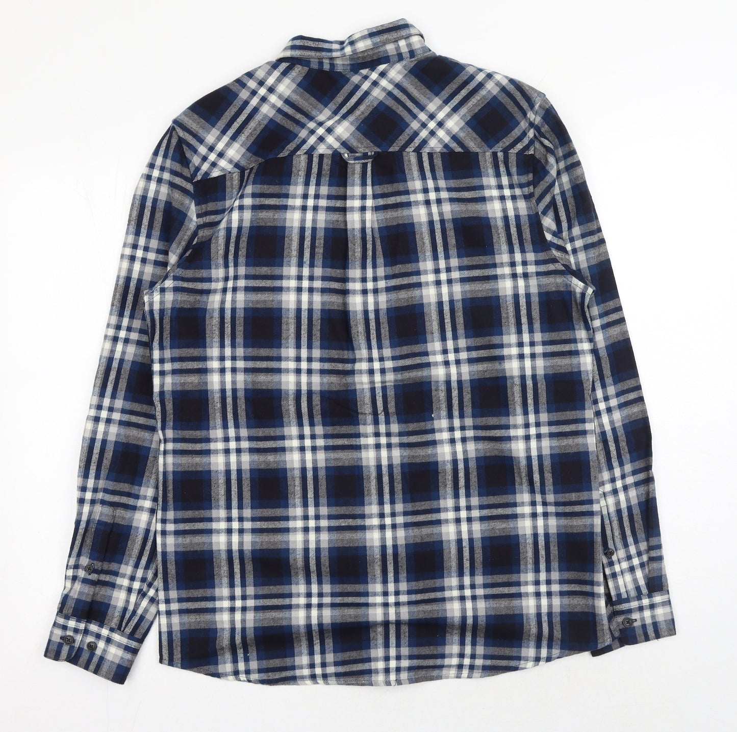 Burton Mens Blue Plaid Cotton Button-Up Size M Collared Button
