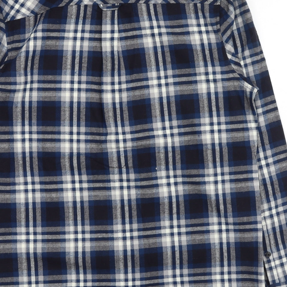 Burton Mens Blue Plaid Cotton Button-Up Size M Collared Button