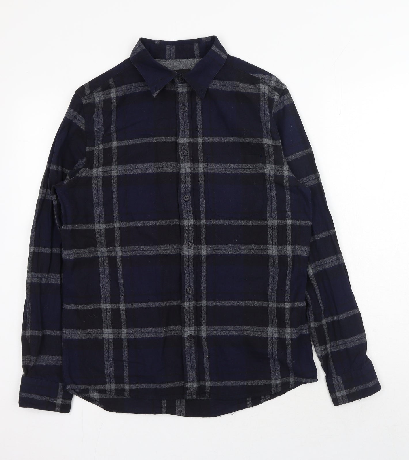 Burton Mens Blue Plaid Cotton Button-Up Size M Collared Button