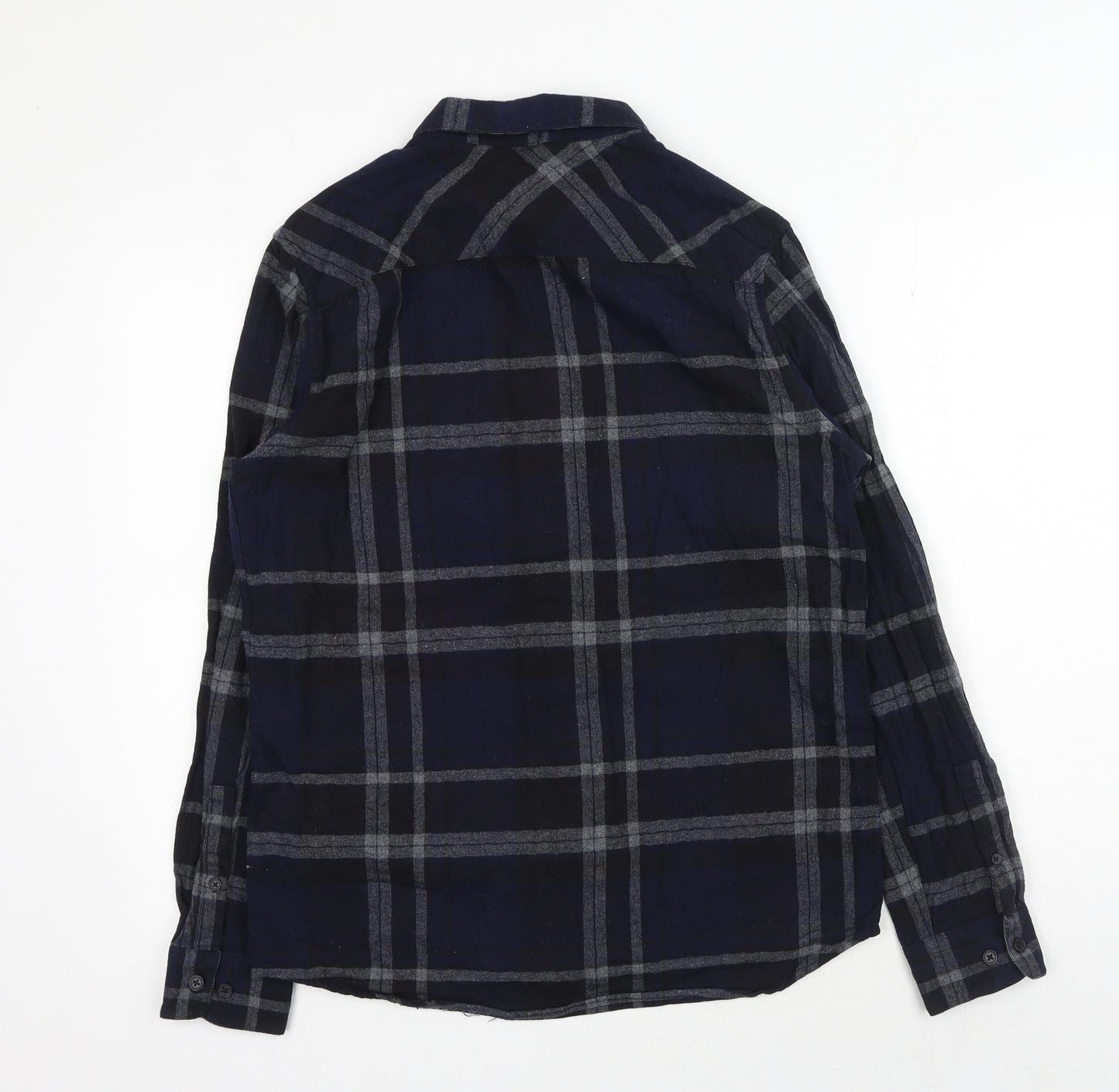 Burton Mens Blue Plaid Cotton Button-Up Size M Collared Button