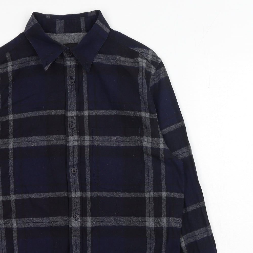 Burton Mens Blue Plaid Cotton Button-Up Size M Collared Button