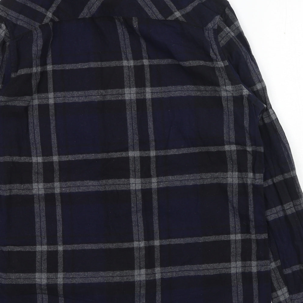 Burton Mens Blue Plaid Cotton Button-Up Size M Collared Button