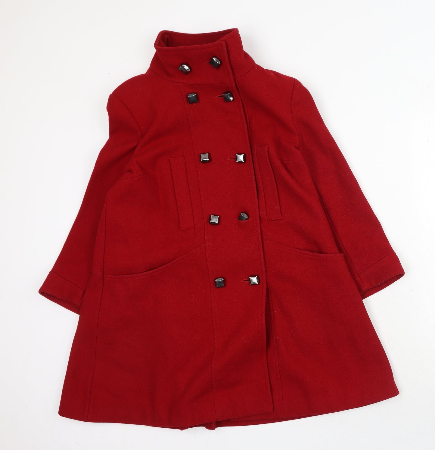 River Island Womens Red Pea Coat Coat Size 10 Button