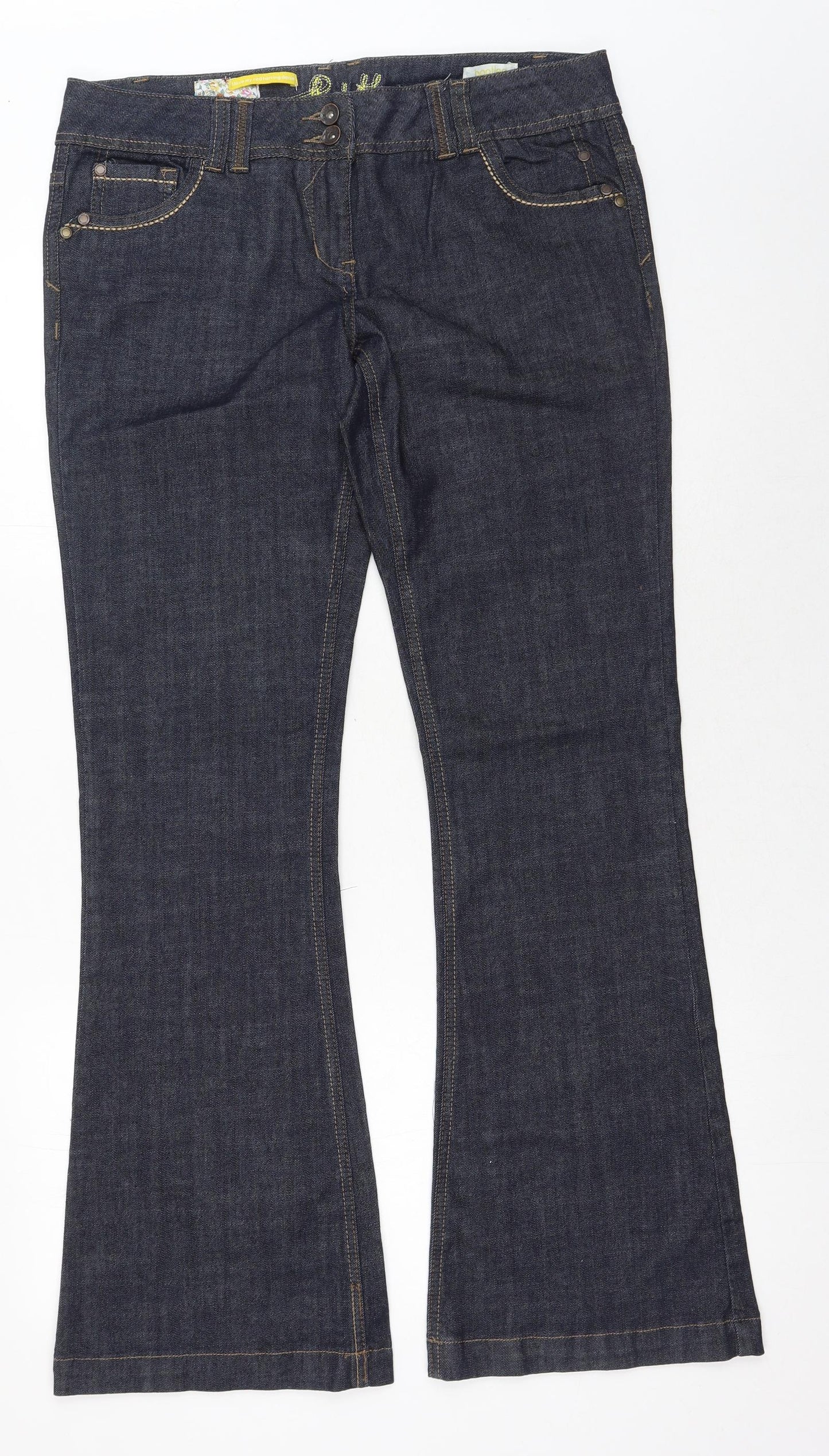 Red Herring Womens Blue Cotton Bootcut Jeans Size 14 Regular Button