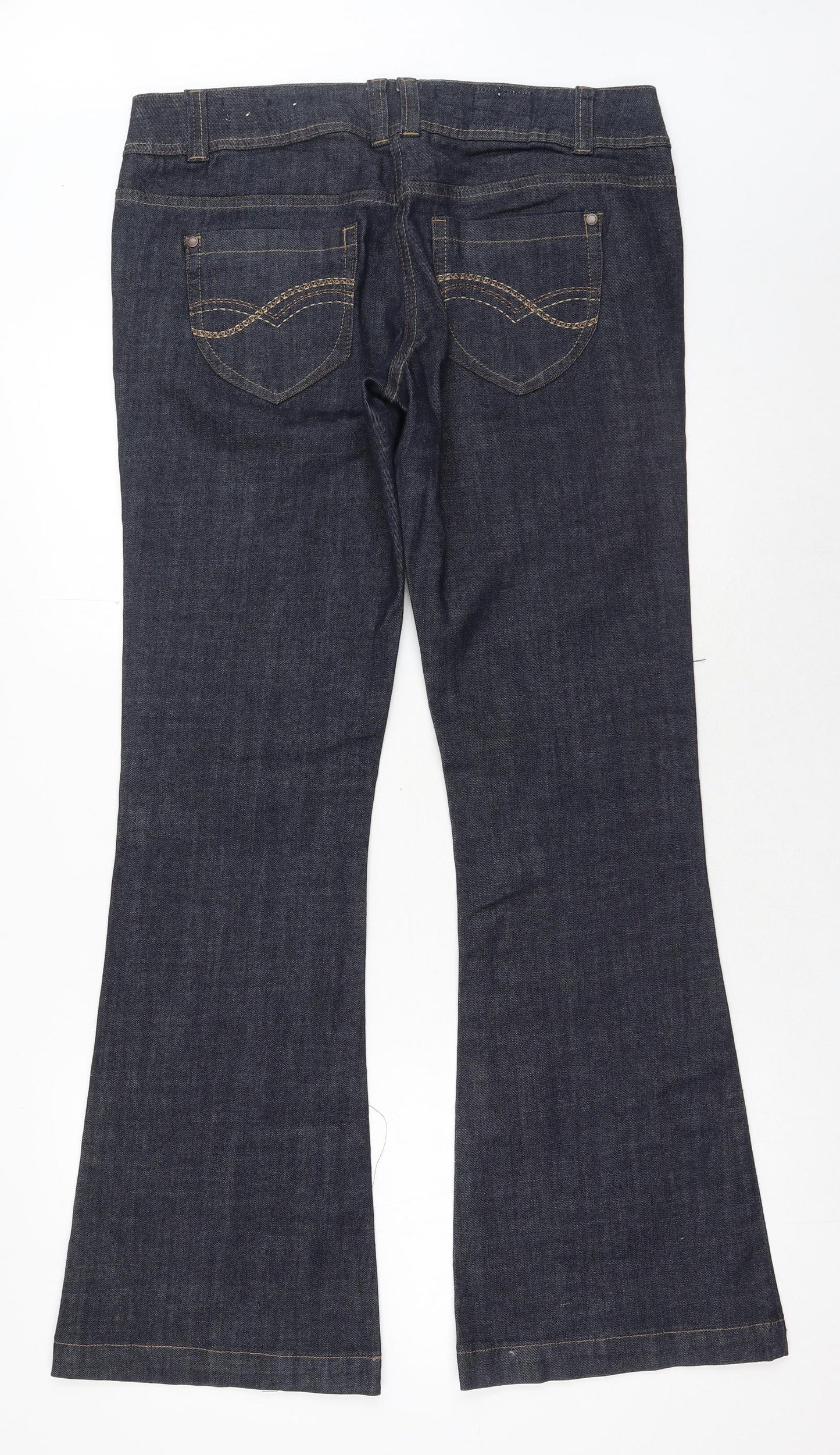 Red Herring Womens Blue Cotton Bootcut Jeans Size 14 Regular Button