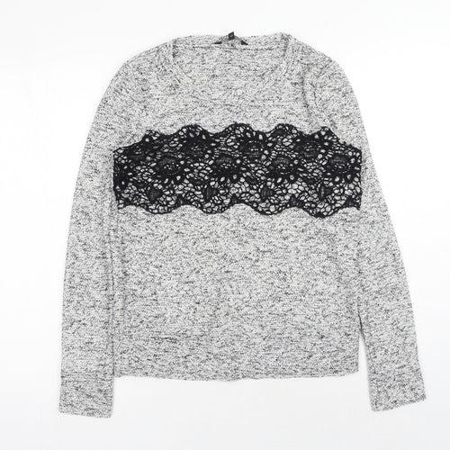 NEXT Womens Grey Round Neck Polyester Pullover Jumper Size 6