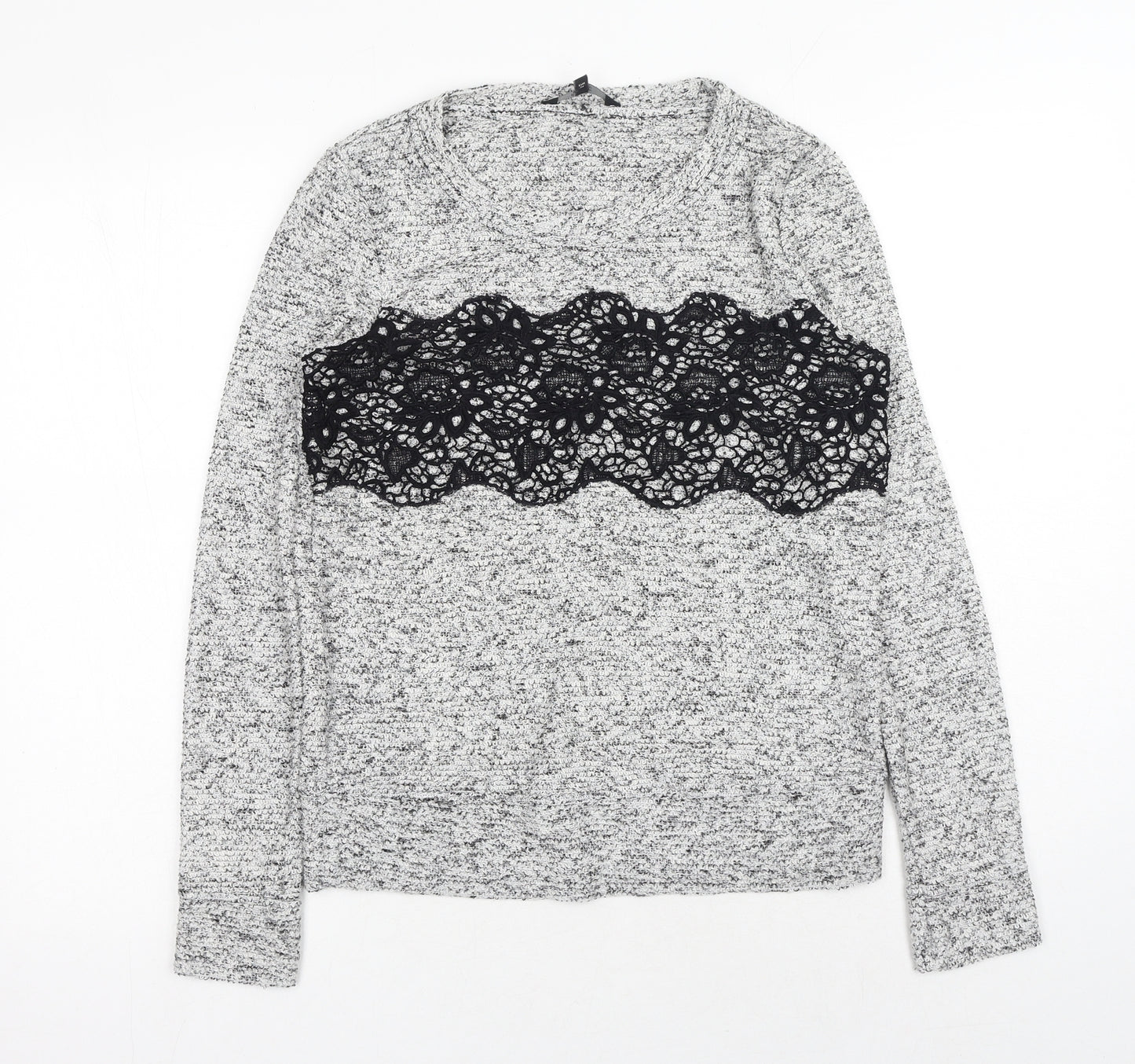 NEXT Womens Grey Round Neck Polyester Pullover Jumper Size 6