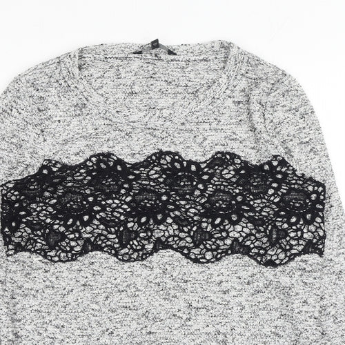 NEXT Womens Grey Round Neck Polyester Pullover Jumper Size 6