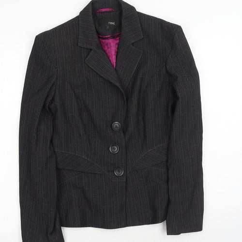 NEXT Womens Grey Striped Polyester Jacket Blazer Size 12
