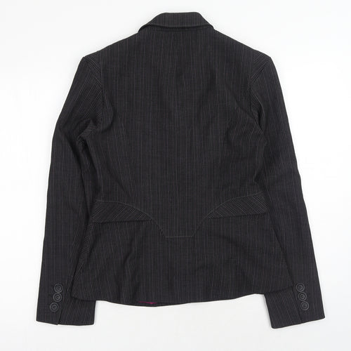 NEXT Womens Grey Striped Polyester Jacket Blazer Size 12