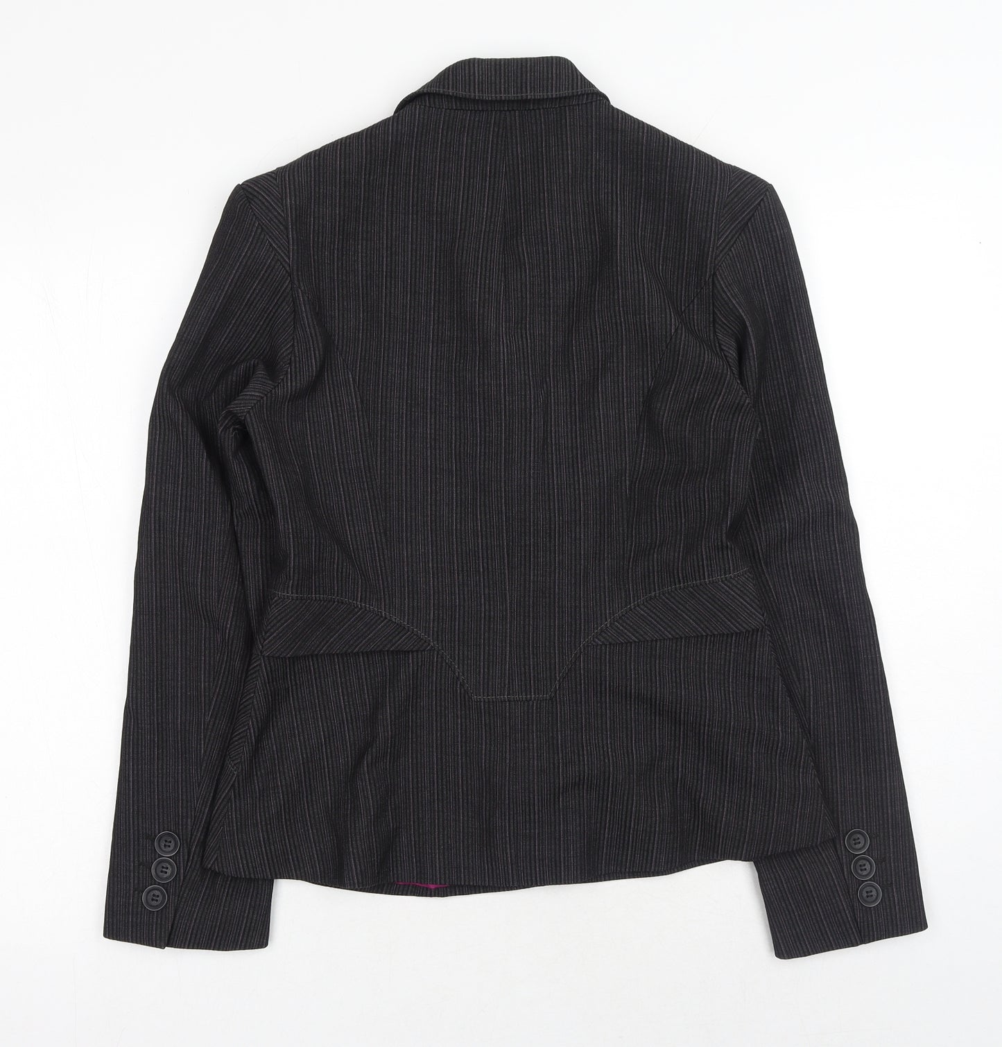NEXT Womens Grey Striped Polyester Jacket Blazer Size 12