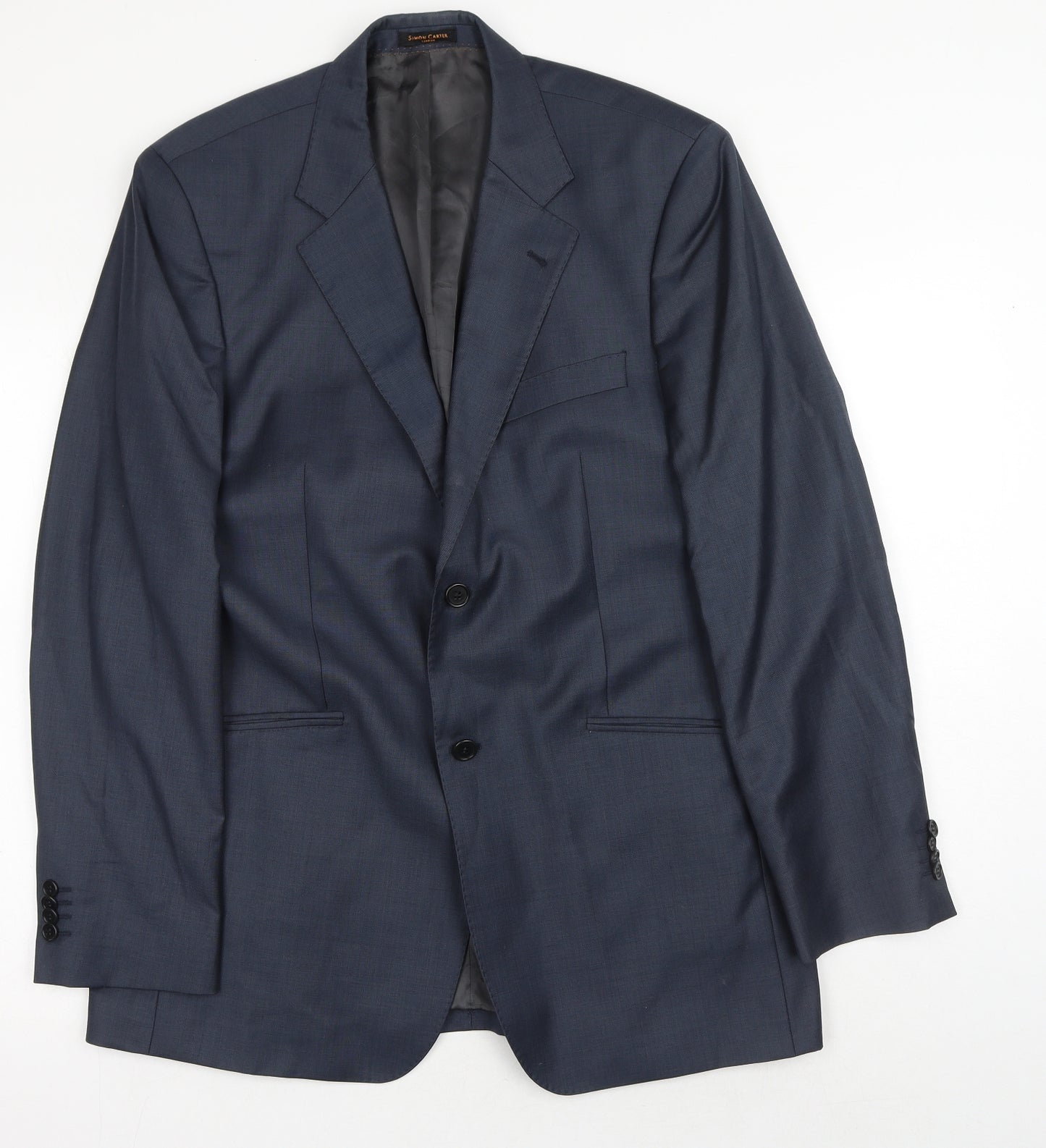 Simon Carter Mens Blue Wool Jacket Blazer Size 40 Regular