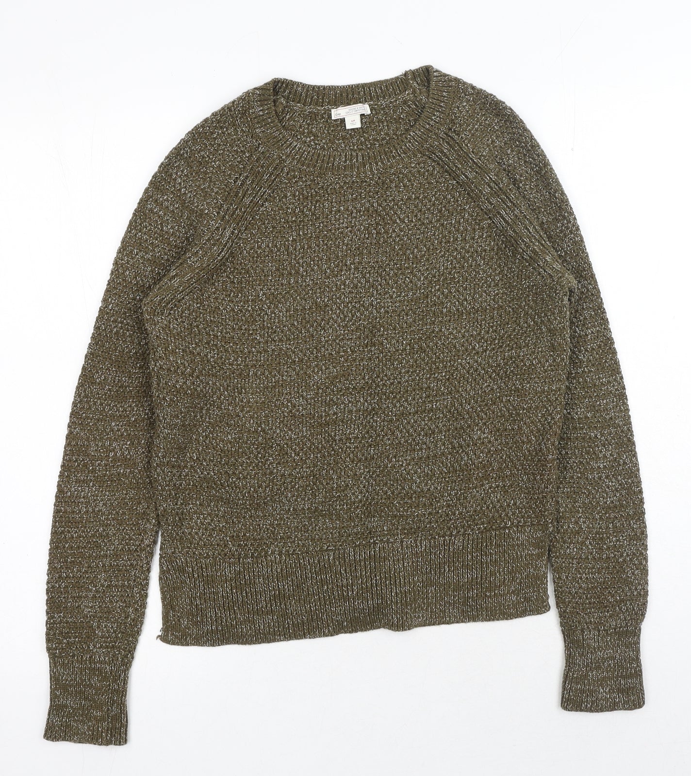 Gap Mens Green Round Neck Cotton Pullover Jumper Size S Long Sleeve