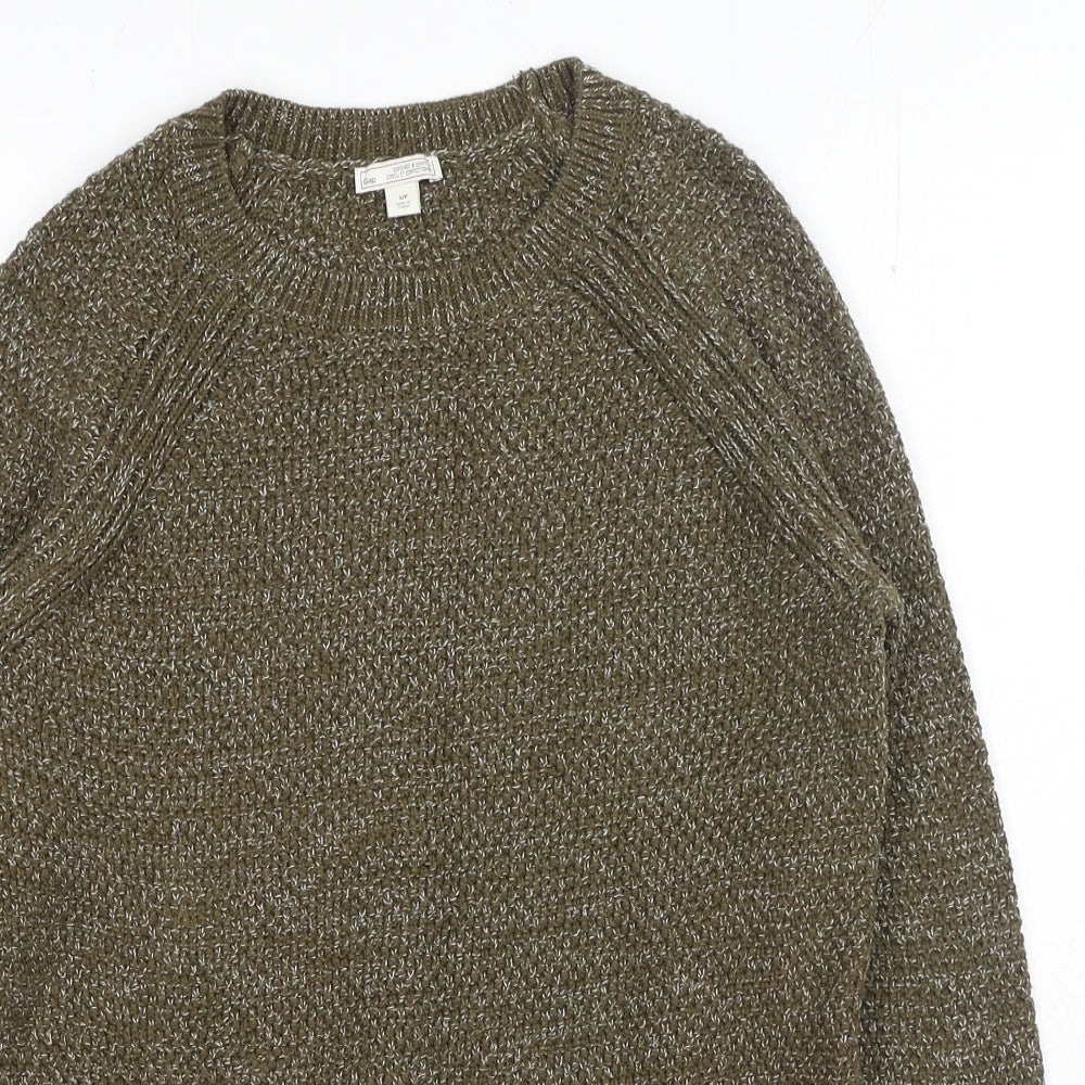 Gap Mens Green Round Neck Cotton Pullover Jumper Size S Long Sleeve