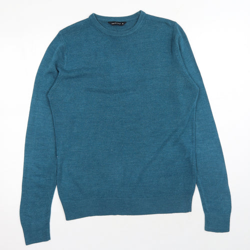 Cedar Wood State Mens Blue Round Neck Acrylic Pullover Jumper Size M Long Sleeve