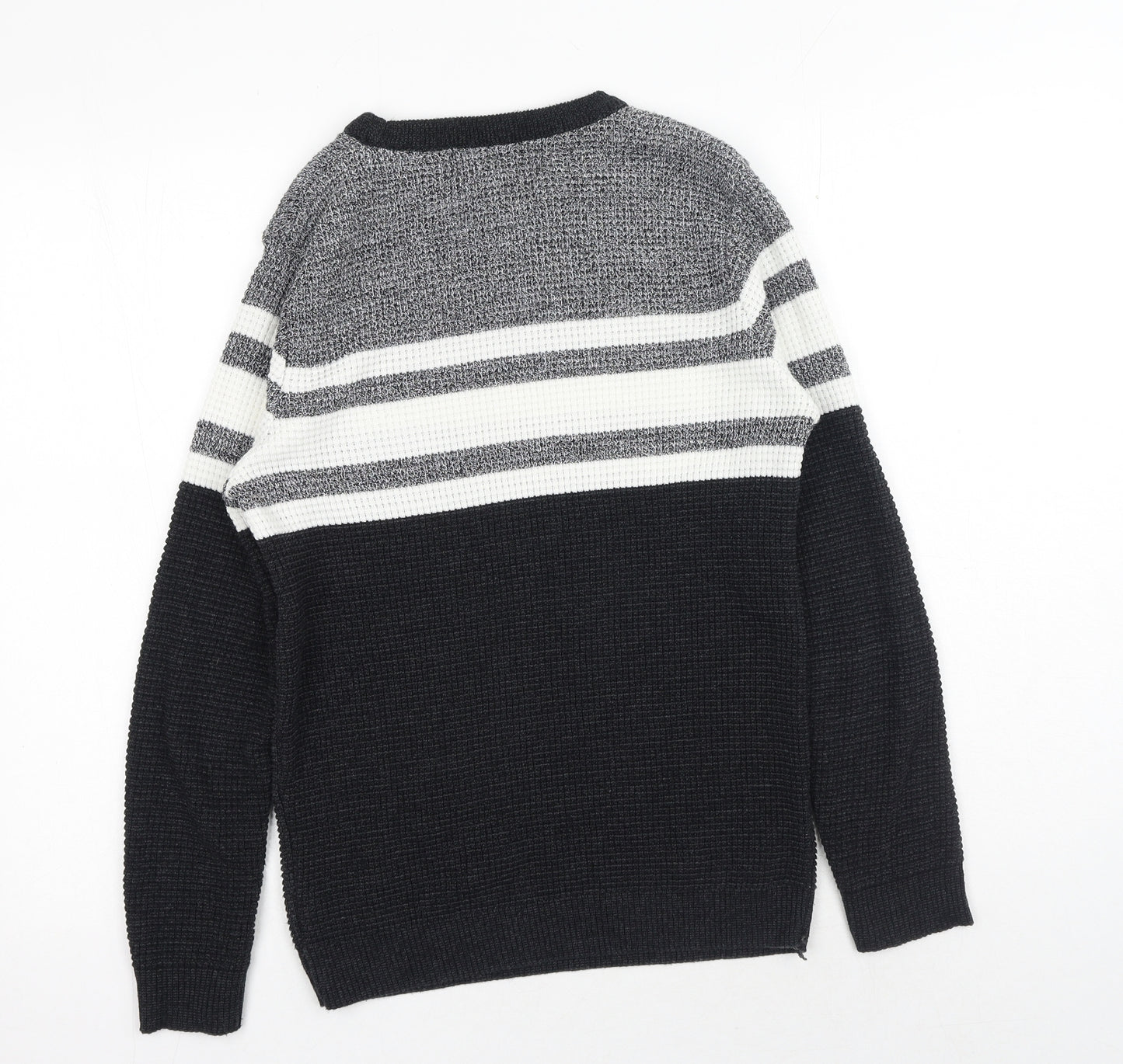 Primark Mens Black Round Neck Acrylic Pullover Jumper Size S Long Sleeve