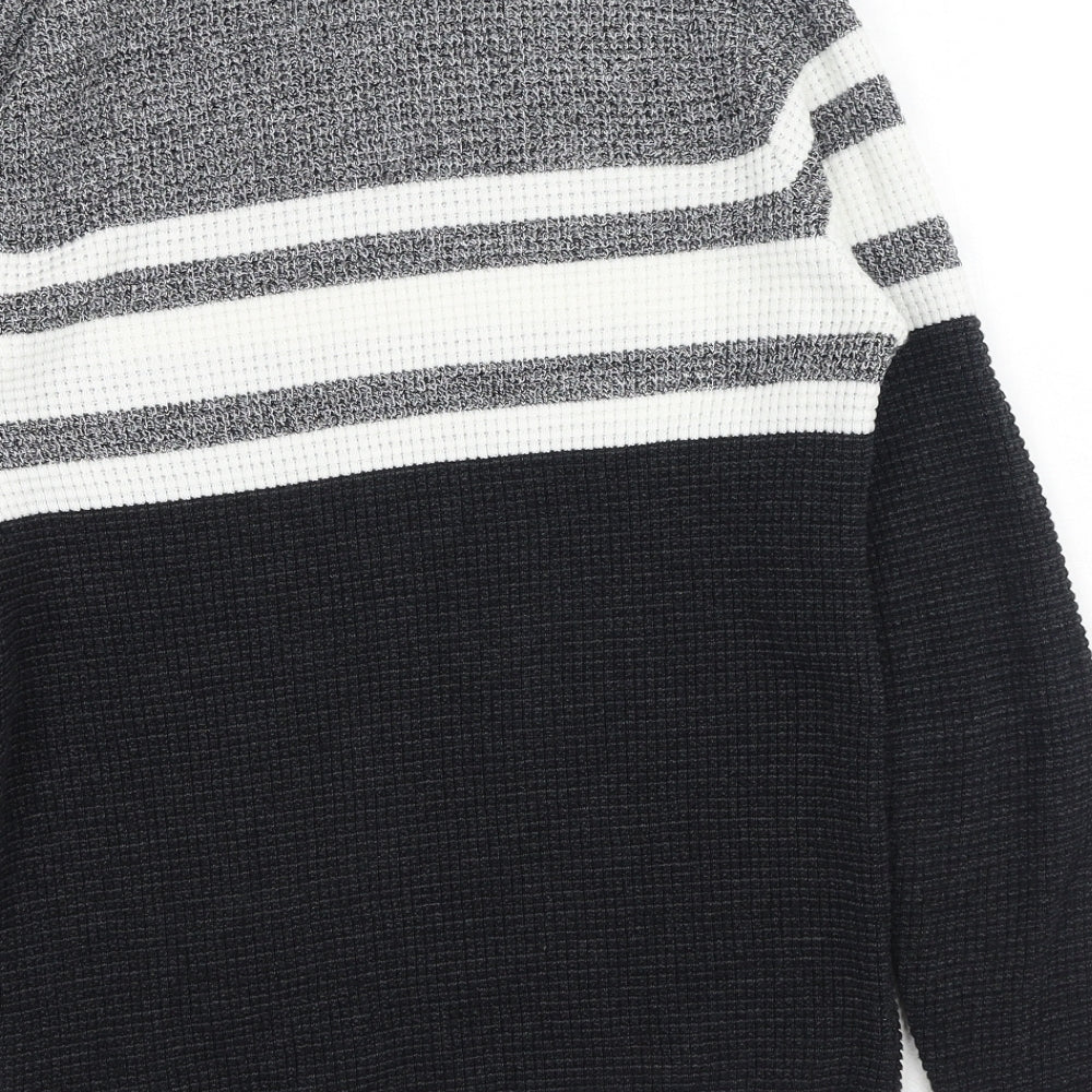 Primark Mens Black Round Neck Acrylic Pullover Jumper Size S Long Sleeve
